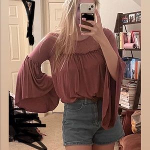 Lapis purple flowey sleeve top